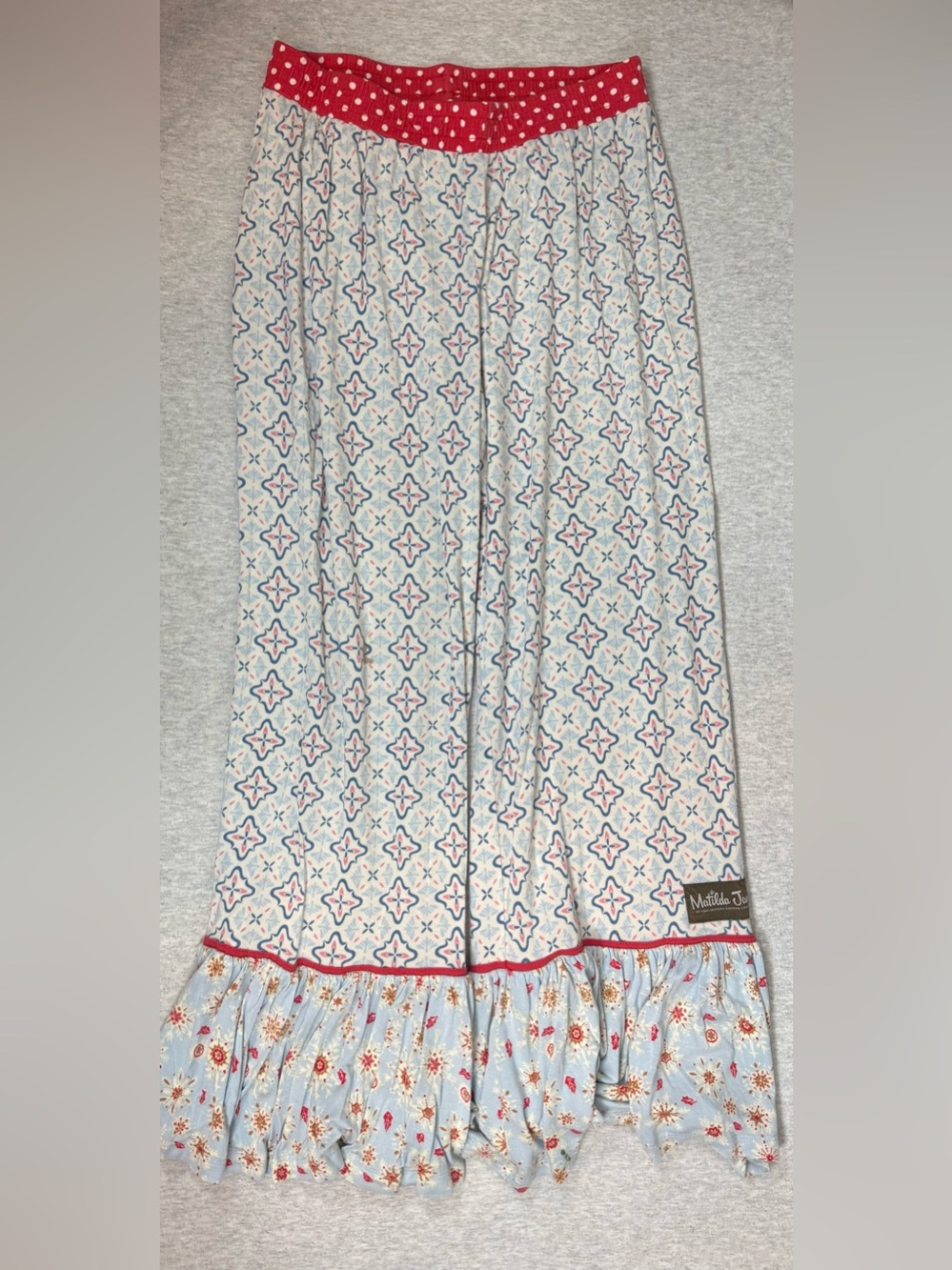 Matilda Jane Big Ruffle Wide-Leg Pajama Pants Mixed Print - Size Large
